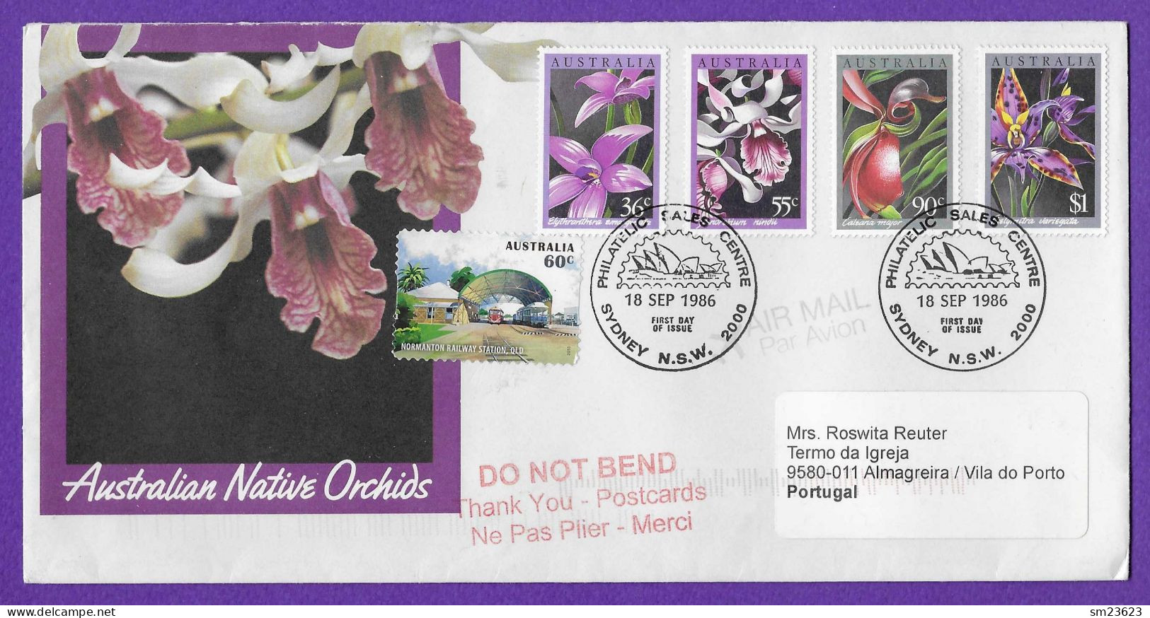Australien 1986  Mi.Nr. 997 / 1000 , Orchideen - First Day Of Issue 18 SEP 1986 - Ersttagsbelege (FDC)