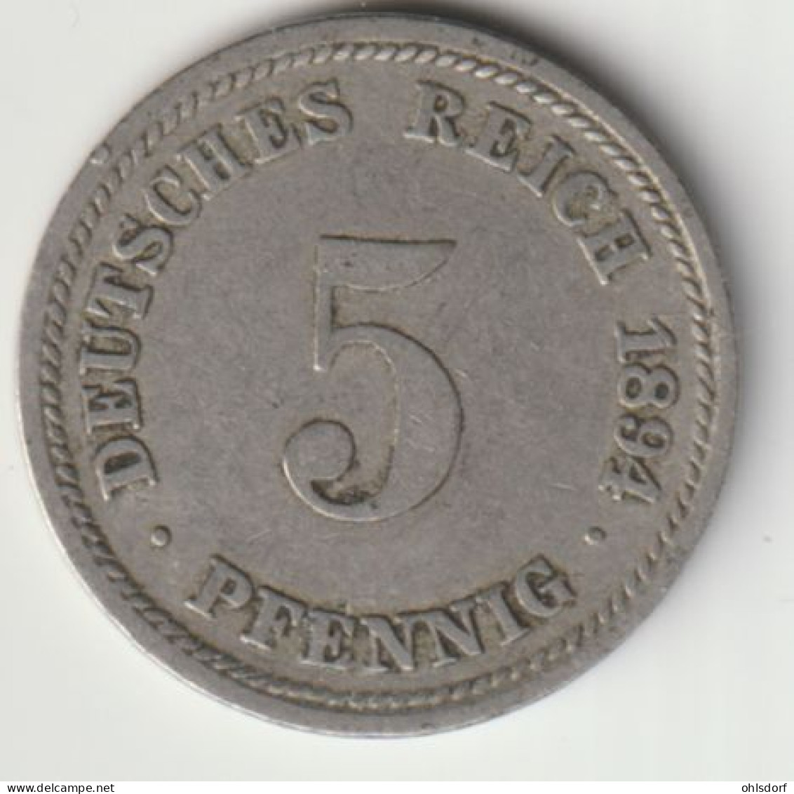 DEUTSCHES REICH 1894 D: 5 Pfennig, KM 11 - 5 Pfennig