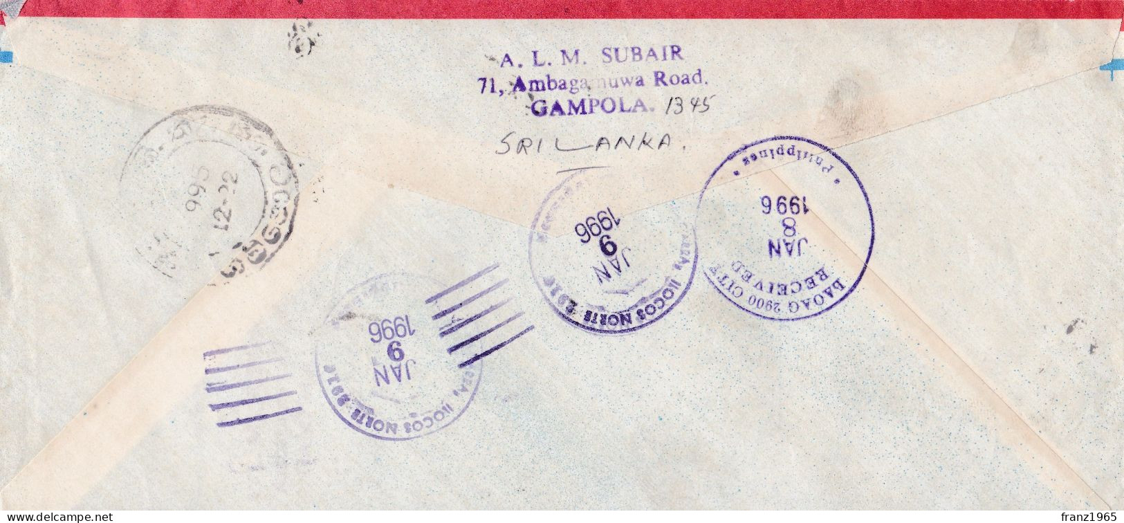 From Sri Lanka To Philippines - 1996 - Sri Lanka (Ceylon) (1948-...)