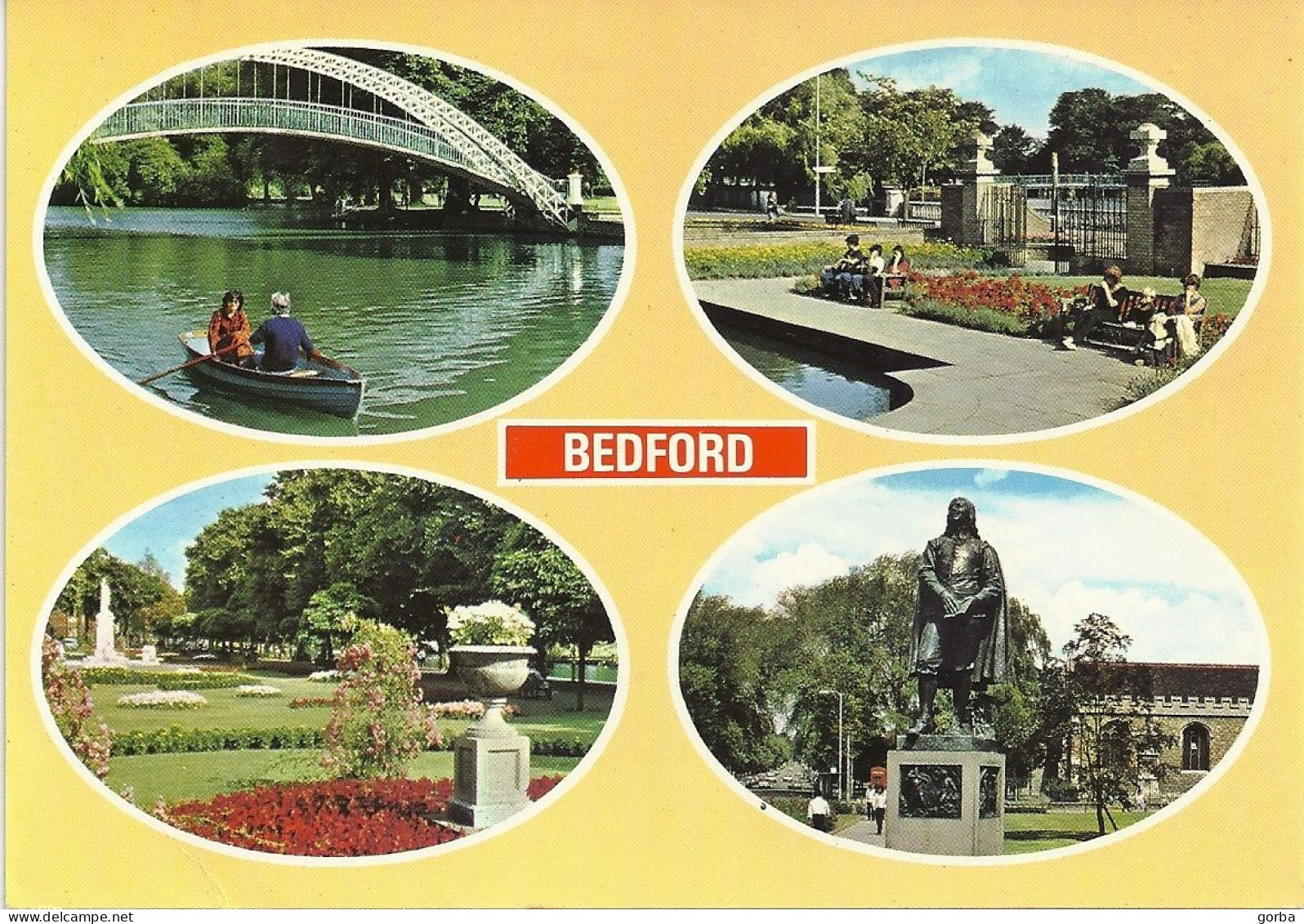 *CPM - ROYAUME UNI - ANGLETERRE- BEDFORD - Multivues River Ouse, Embankment Gardens, Castle Close Gardens, Bunyan Statue - Bedford