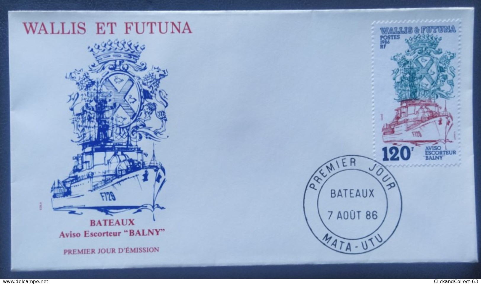 Enveloppe Premier Jour Wallis & Futuna 1986 Timbre Bateaux Balny N° 350 - FDC