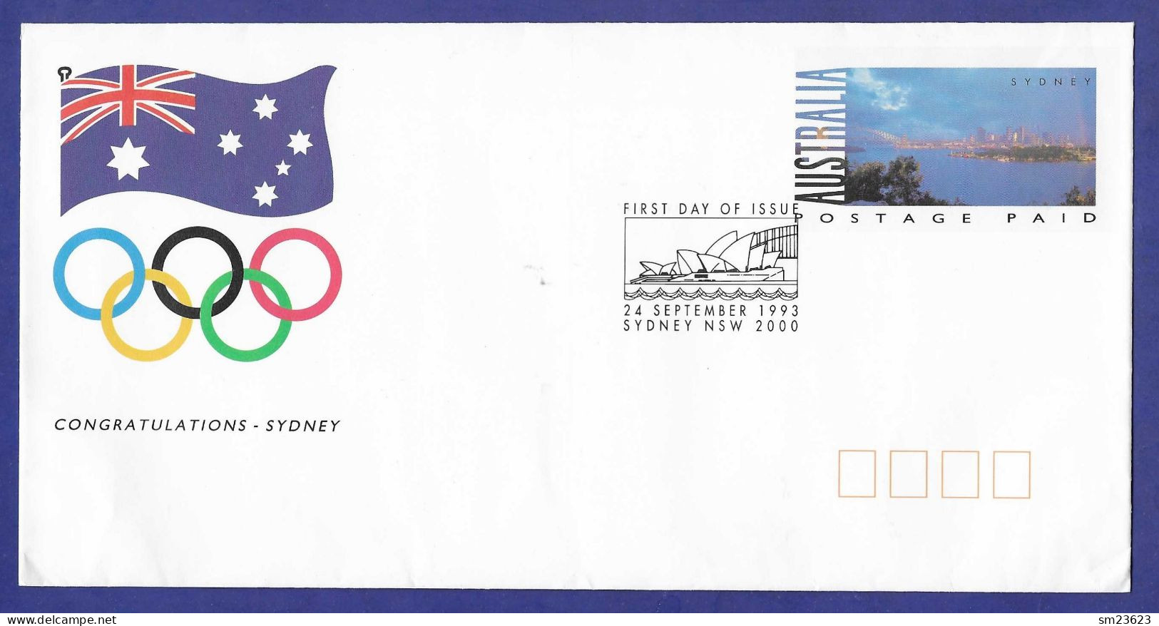 Australien  1993 ,  Congratulations Sydney - First Day Of Issue 24 Sept. 1993 - Enteros Postales