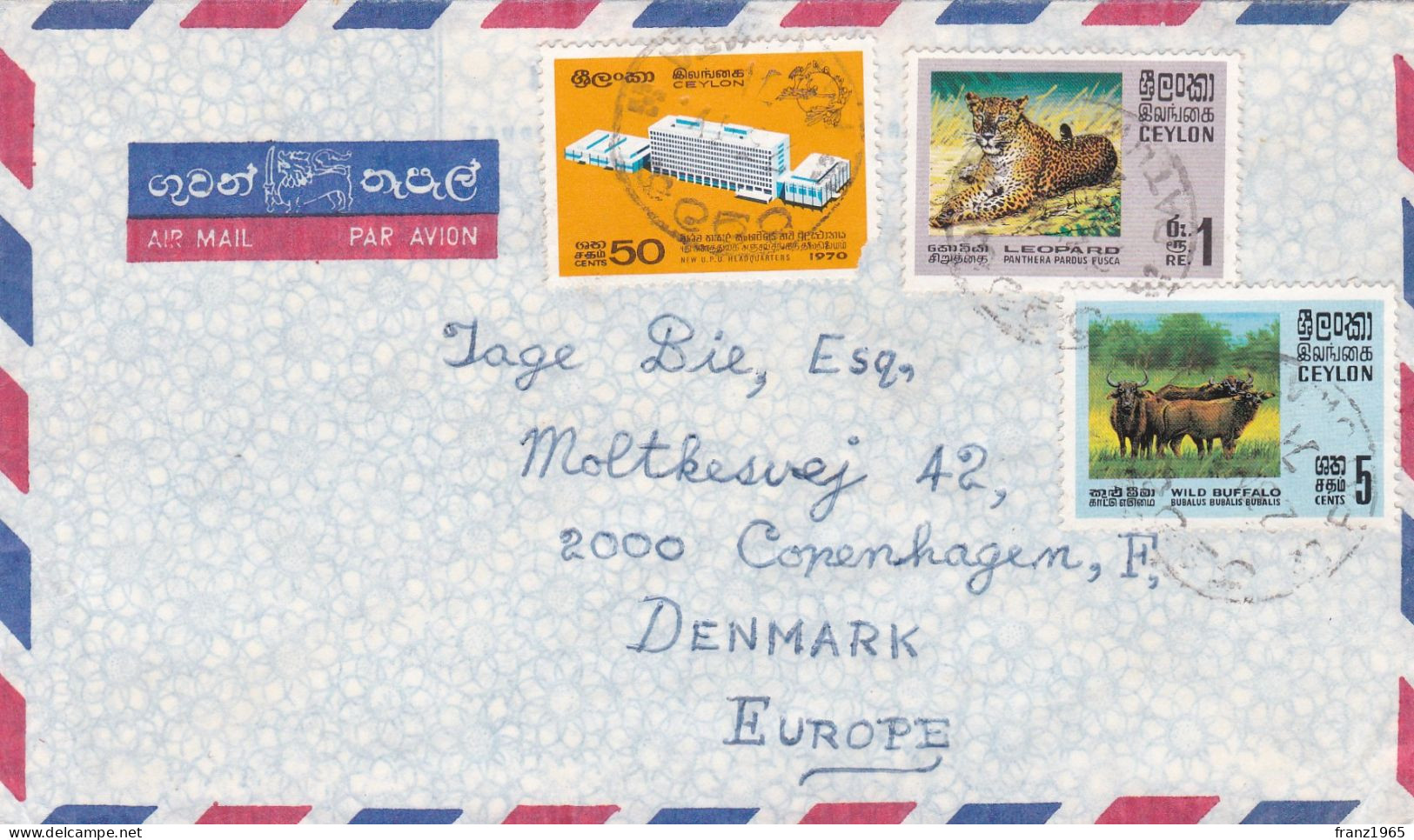 From Ceylon To Denmark - 1971 - Sri Lanka (Ceylan) (1948-...)