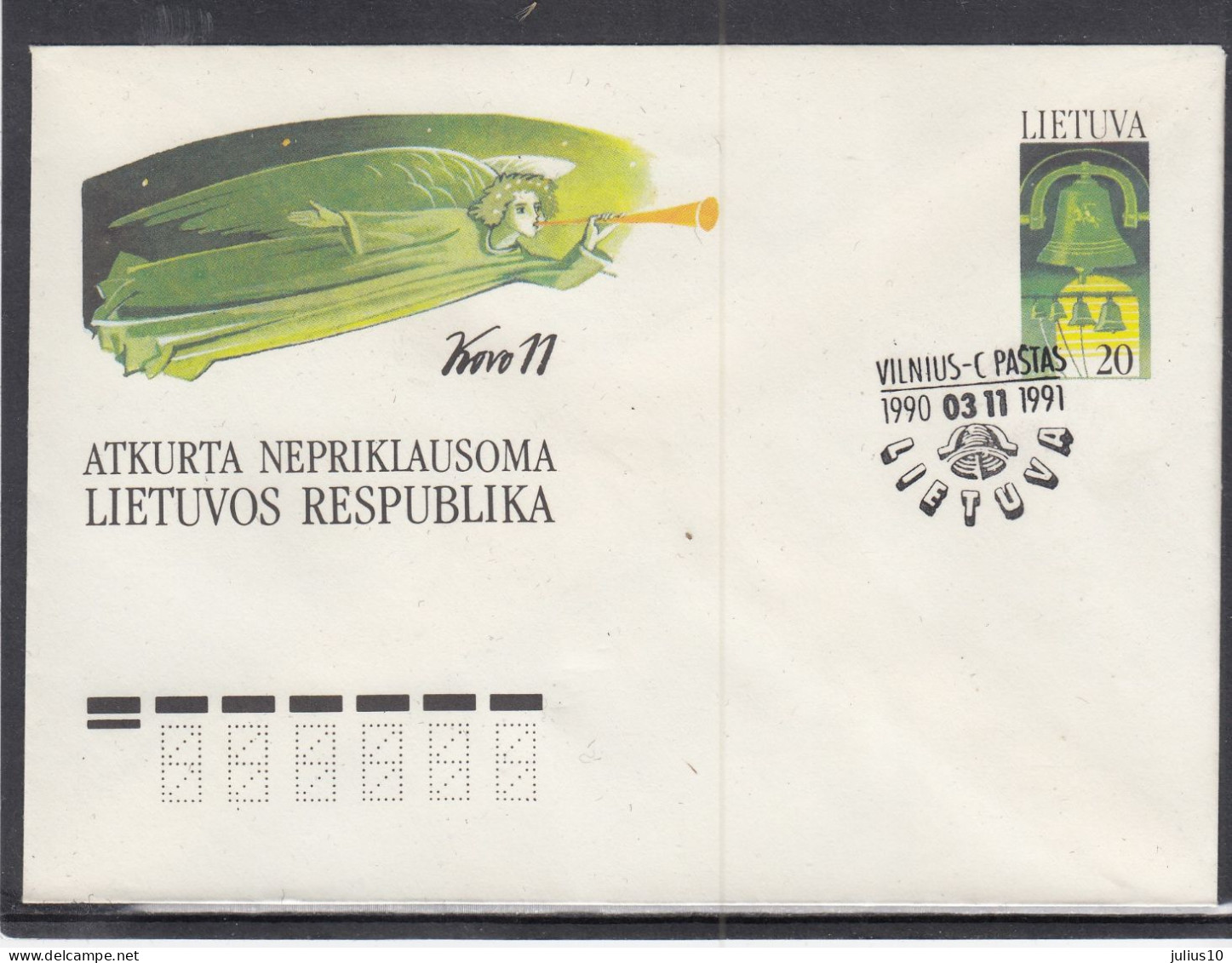 LITHUANIA 1991 Cover Special Cancel Independence Anniversary #LTV270 - Lithuania