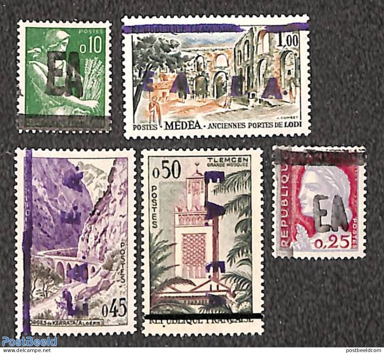 Algeria 1962 Republic EA Overprints 5v, Mint NH - Unused Stamps