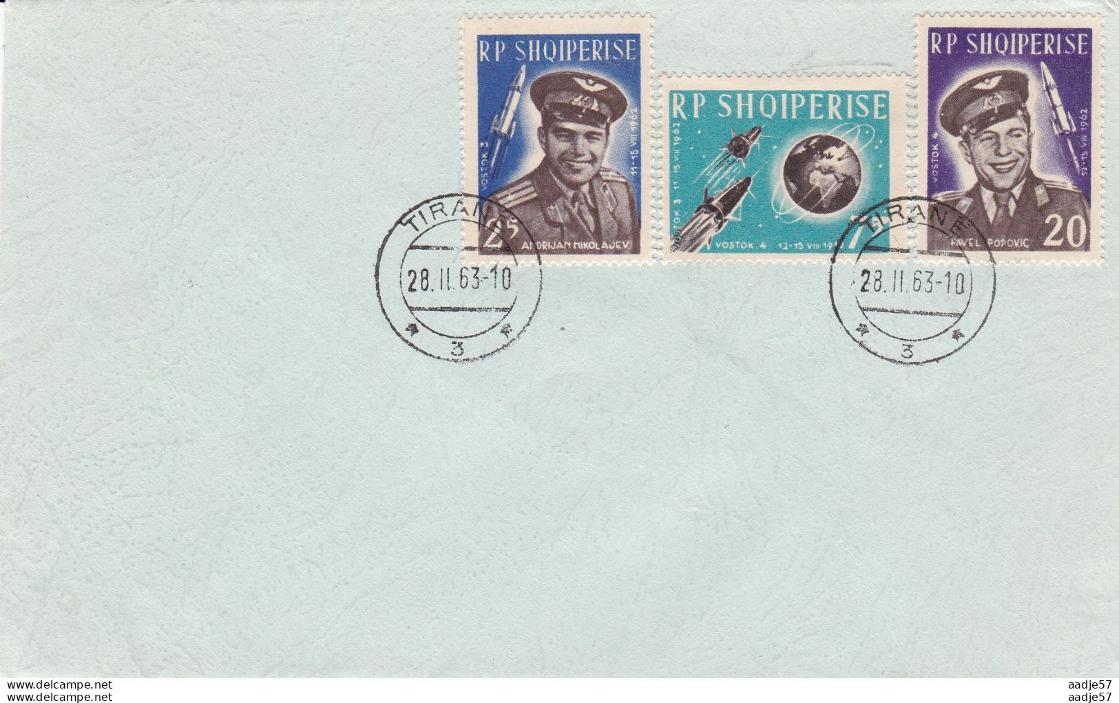 Albania FDC 1963 - Tirana Cancel (FDC) - Mi 611-613 - Vostok 3, 4 - Europe