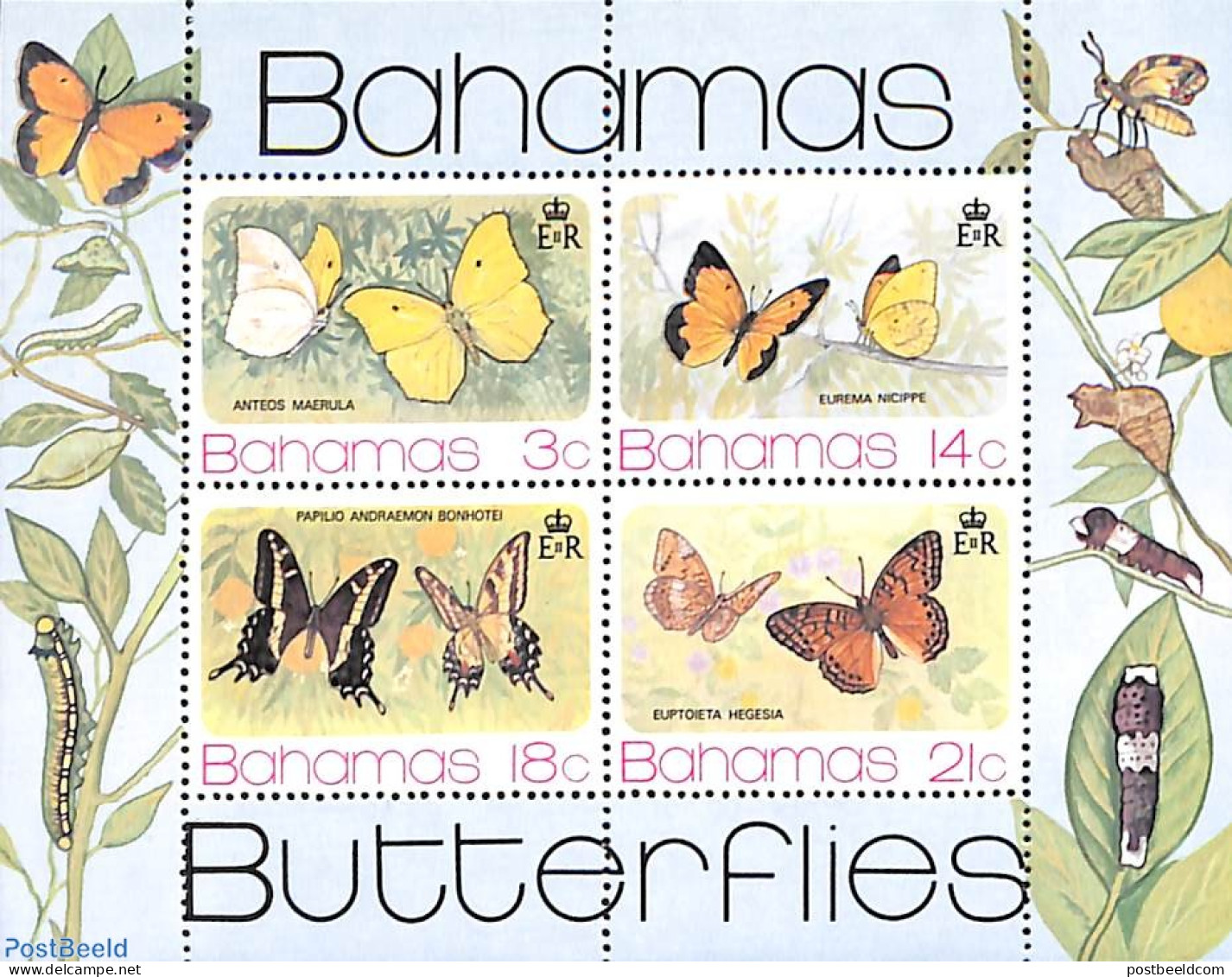 Bahamas 1975 Butterflies S/s, Mint NH, Nature - Butterflies - Otros & Sin Clasificación