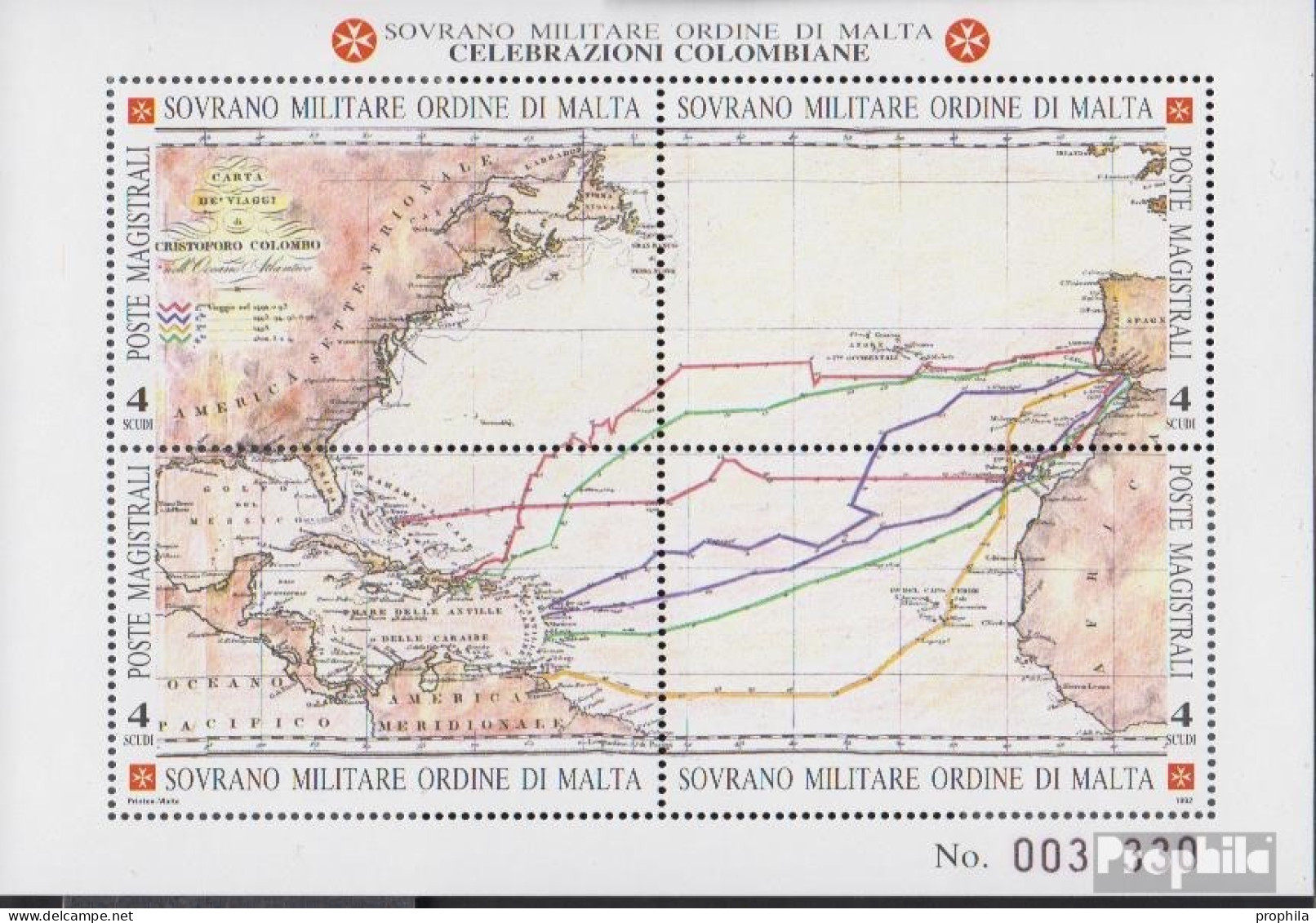 Malteserorden (SMOM) Kat-Nr.: Block32 (kompl.Ausg.) Postfrisch 1992 Entdeckung Amerikas - Malta (la Orden De)