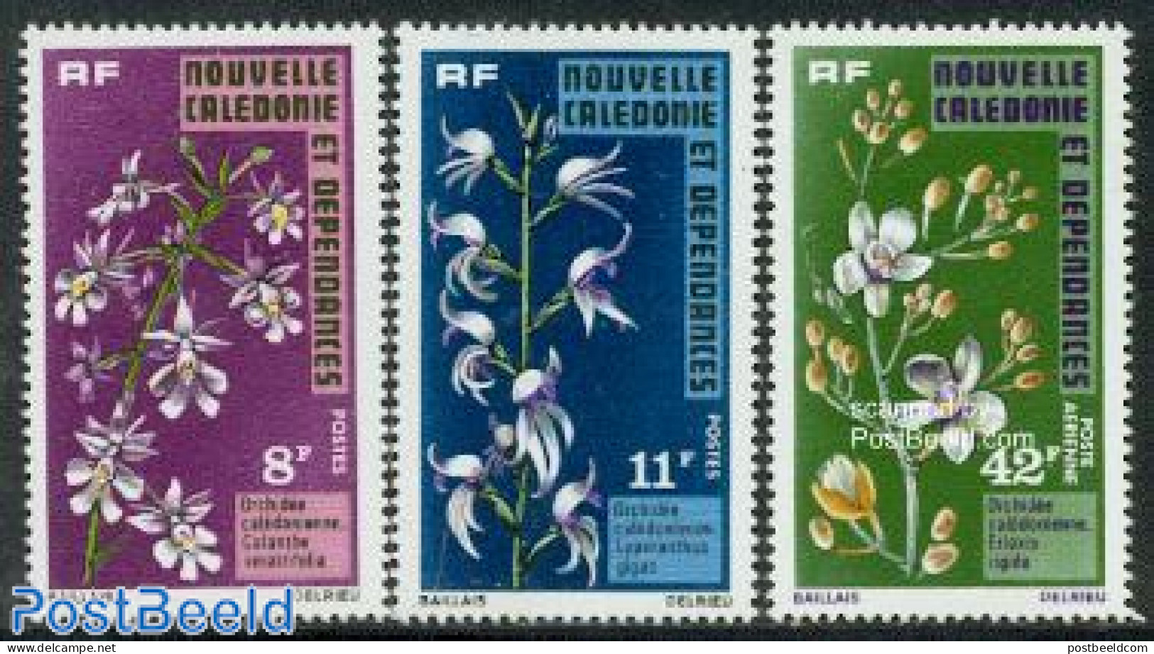New Caledonia 1975 Orchids 3v, Mint NH, Nature - Flowers & Plants - Orchids - Nuovi
