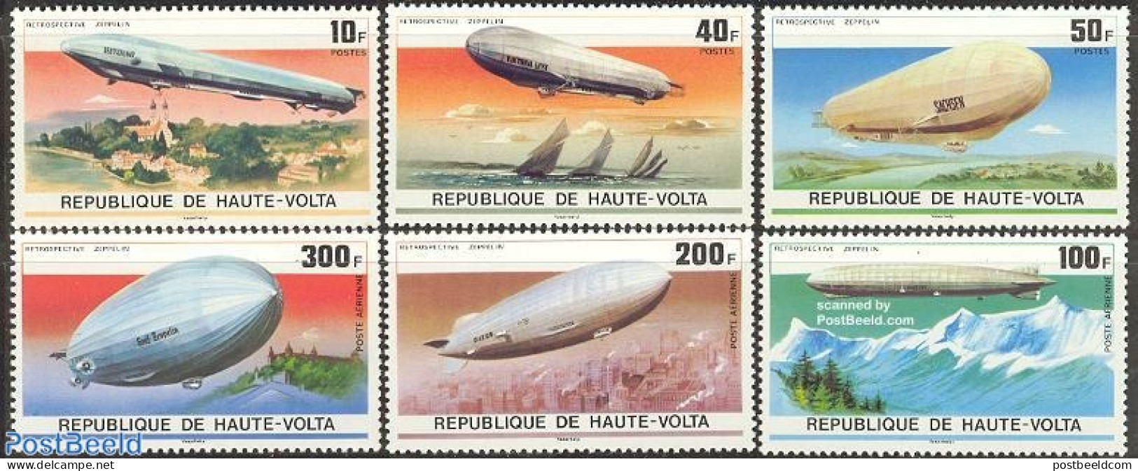 Upper Volta 1976 Zeppelin 6v, Mint NH, Transport - Zeppelins - Zeppelin