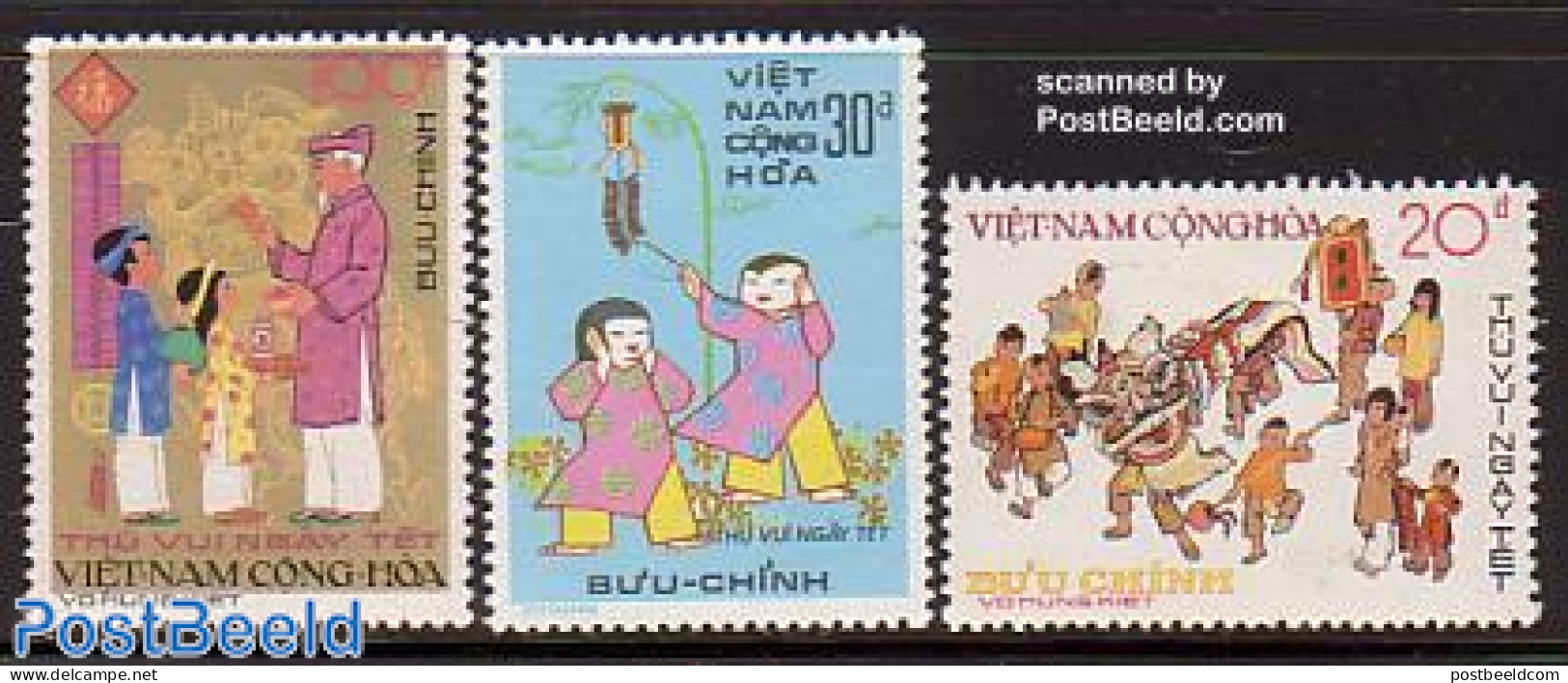 Vietnam, South 1975 New Year 3v, Mint NH, Various - Folklore - New Year - Nouvel An