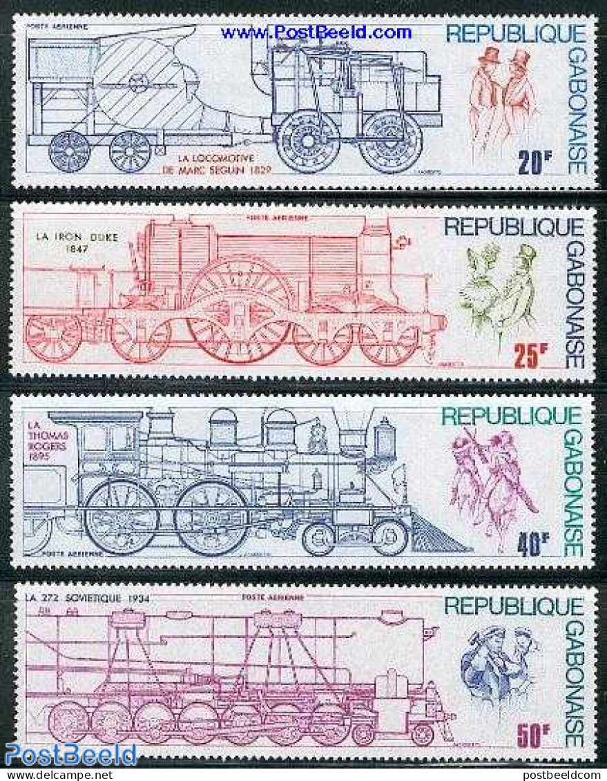 Gabon 1975 Locomotives 4v, Mint NH, Transport - Railways - Unused Stamps