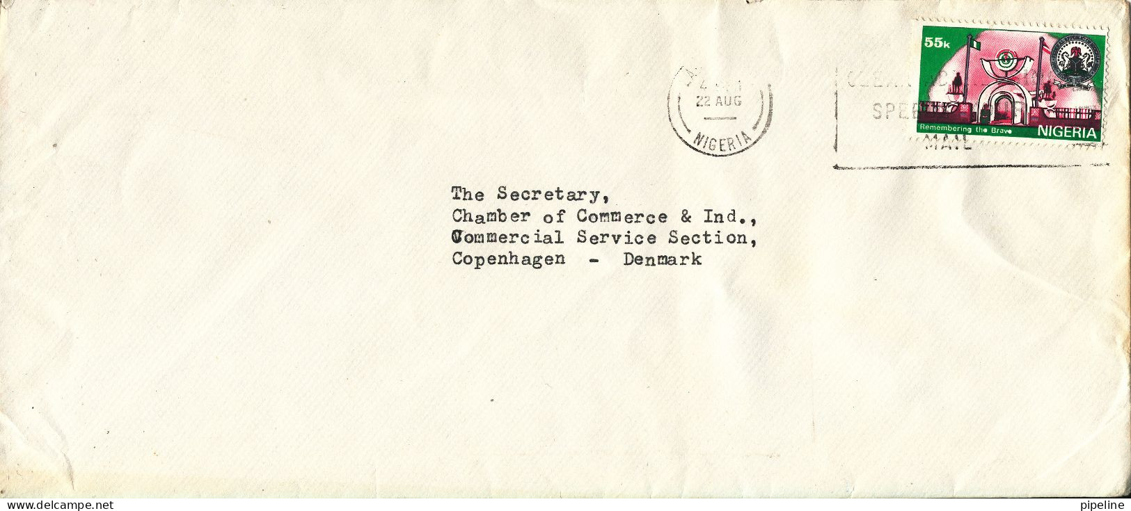 Nigeria Cover Sent To Denmark Single Franked - Nigeria (1961-...)