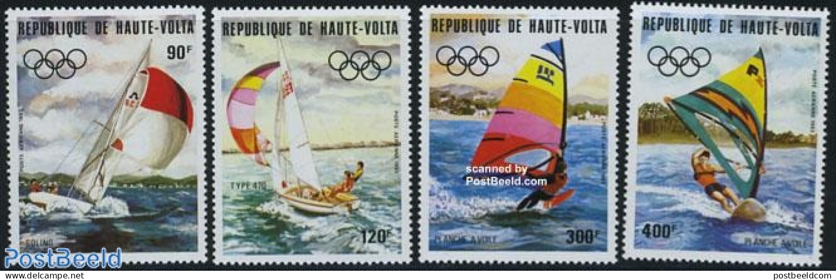 Upper Volta 1983 Olympic Games Los Angeles 4v, Mint NH, Sport - Transport - Olympic Games - Sailing - Ships And Boats - Segeln