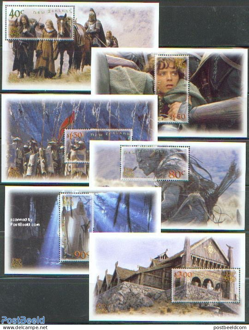 New Zealand 2002 Lord Of The Rings 6 S/s, Mint NH, Nature - Horses - Art - Photography - Science Fiction - Unused Stamps