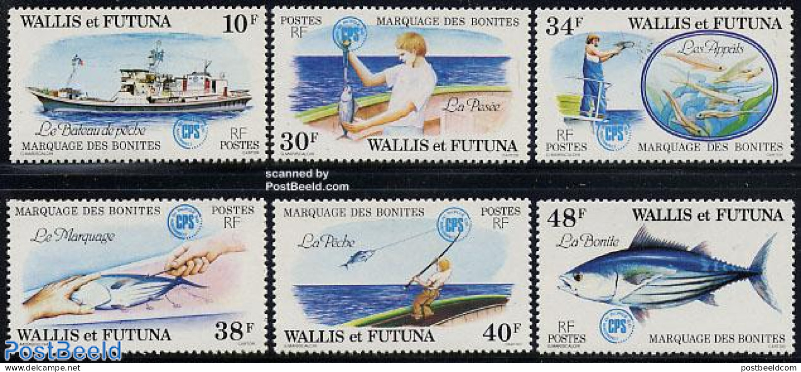 Wallis & Futuna 1979 Bonito Fish 6v, Mint NH, Nature - Transport - Fish - Fishing - Ships And Boats - Peces