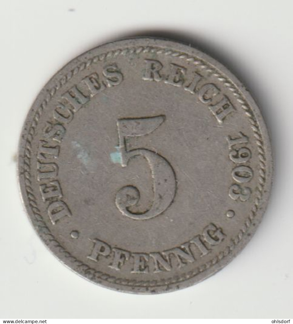 DEUTSCHES REICH 1903 D: 5 Pfennig, KM 11 - 5 Pfennig