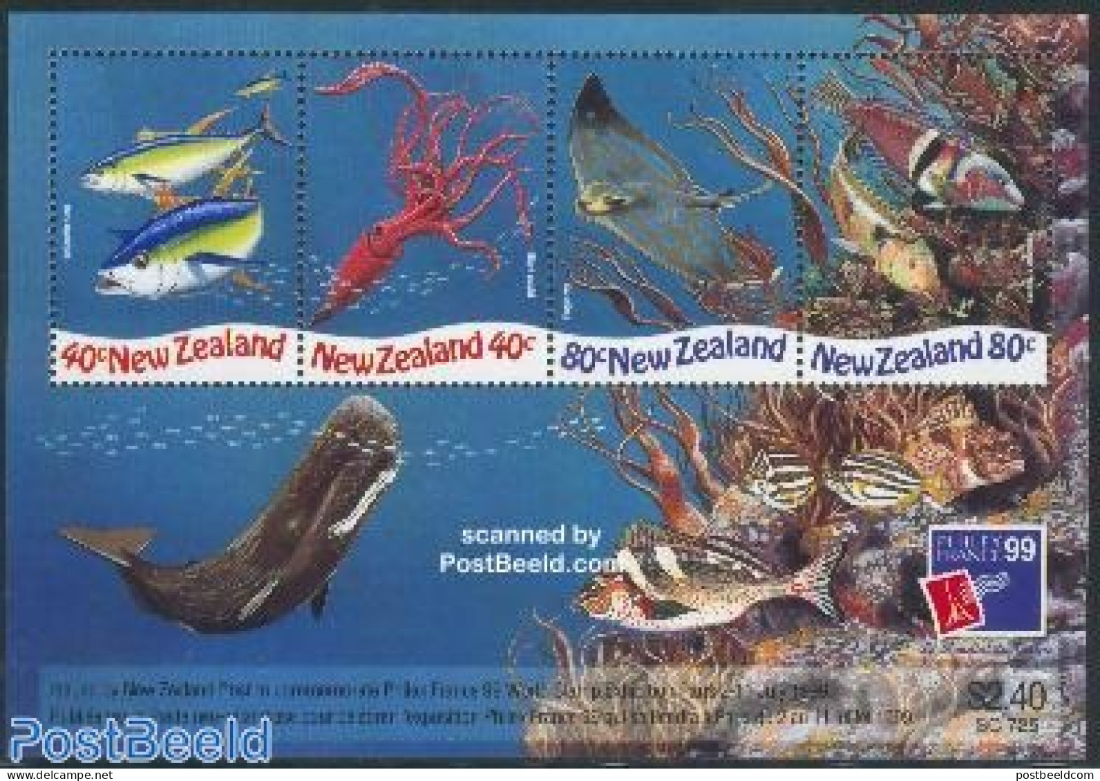 New Zealand 1999 Philexfrance S/s, Fish, Mint NH, Nature - Fish - Philately - Ungebraucht