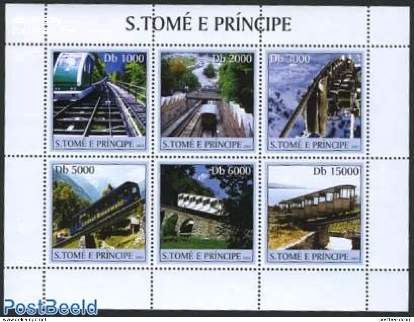 Sao Tome/Principe 2003 Railways 6v M/s, Mint NH, Transport - Railways - Trains