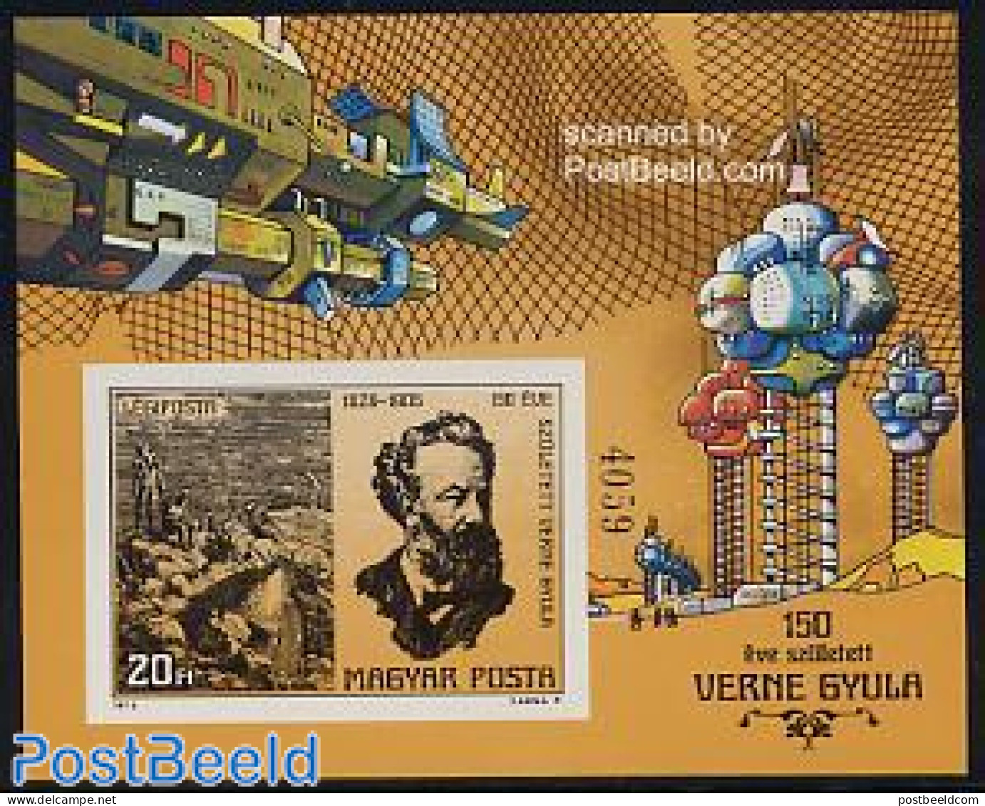 Hungary 1978 Jules Verne S/s Imperforated, Mint NH, Transport - Space Exploration - Art - Authors - Science Fiction - Ungebraucht