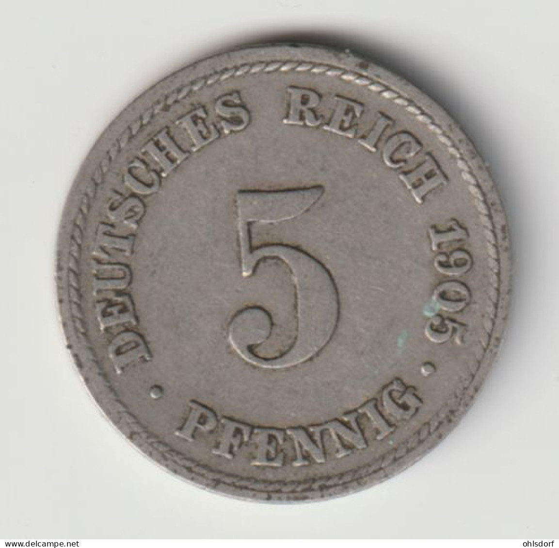 DEUTSCHES REICH 1905 F: 5 Pfennig, KM 11 - 5 Pfennig