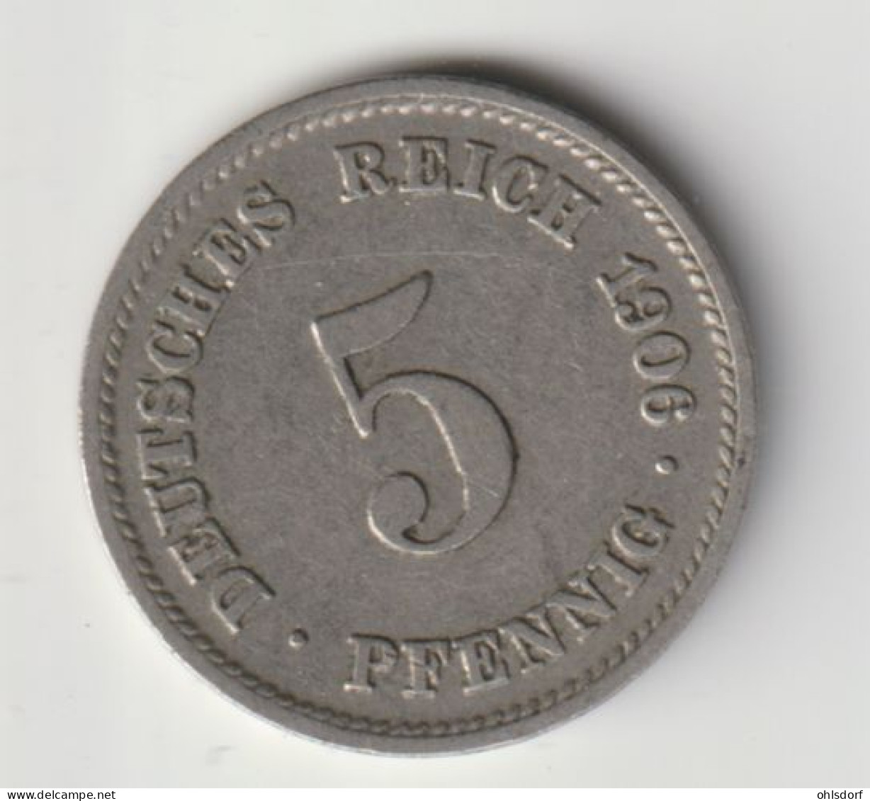 DEUTSCHES REICH 1906 E: 5 Pfennig, KM 11 - 5 Pfennig