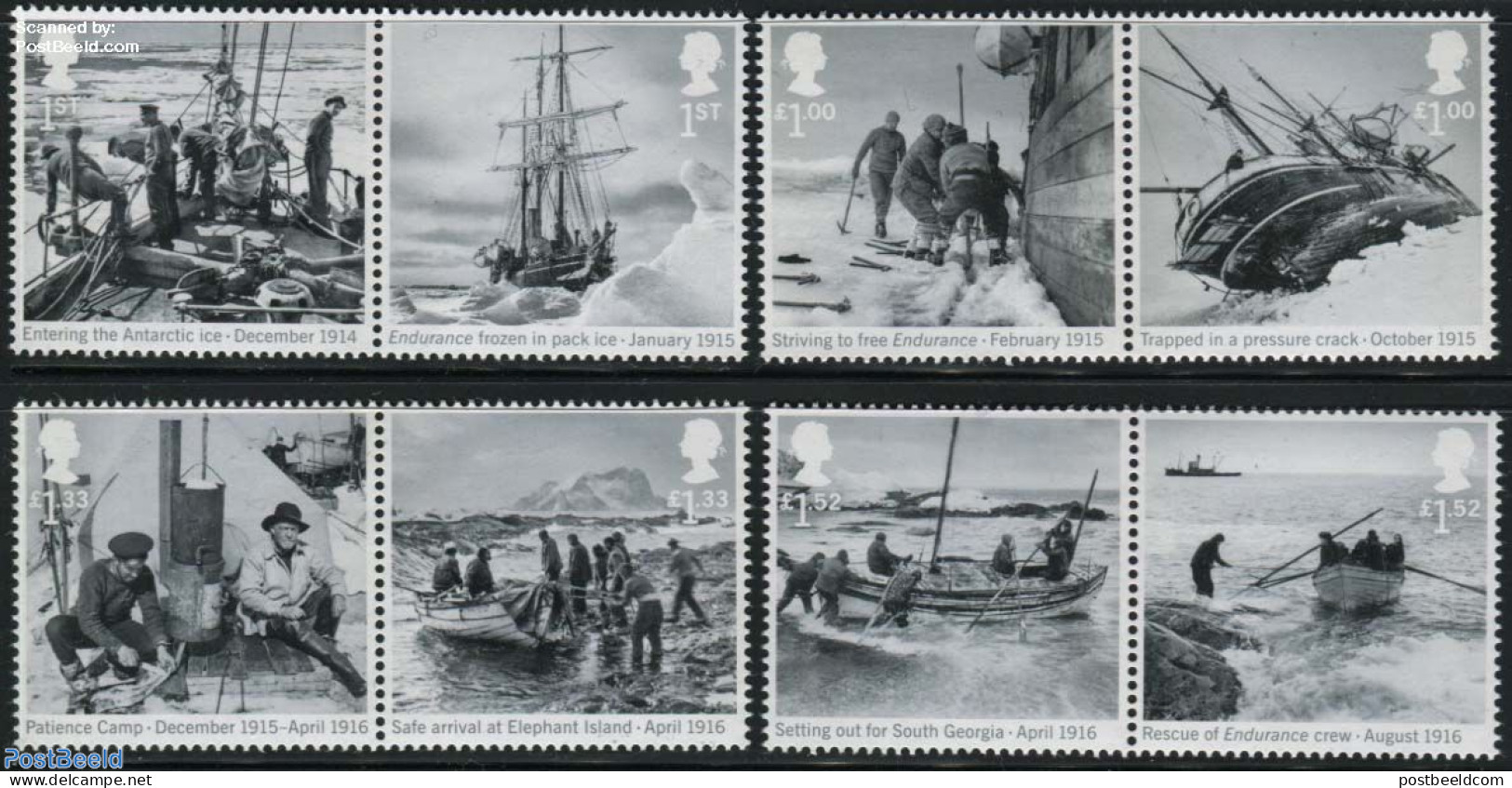 Great Britain 2016 Shackleton & The Endurance Expedition 8v (4x[:]), Mint NH, Science - Transport - The Arctic & Antar.. - Neufs