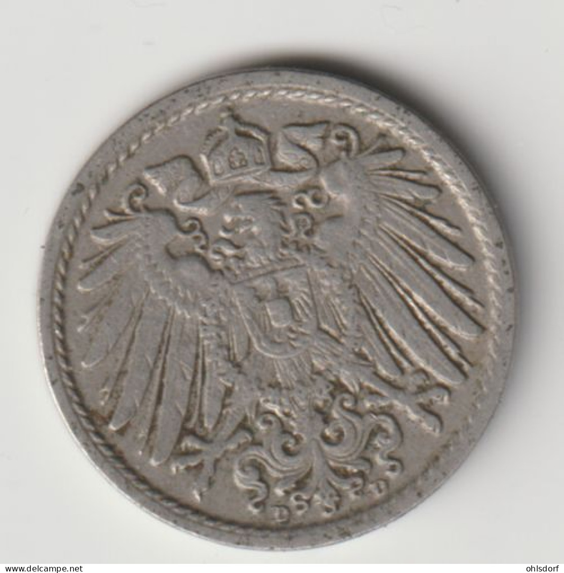 DEUTSCHES REICH 1907 D: 5 Pfennig, KM 11 - 5 Pfennig