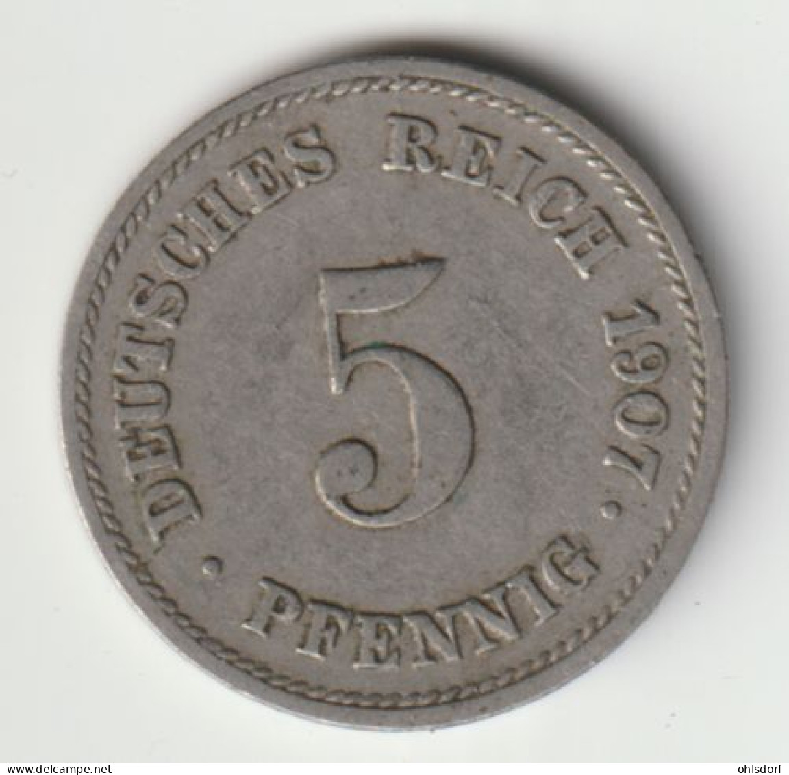 DEUTSCHES REICH 1907 J: 5 Pfennig, KM 11 - 5 Pfennig