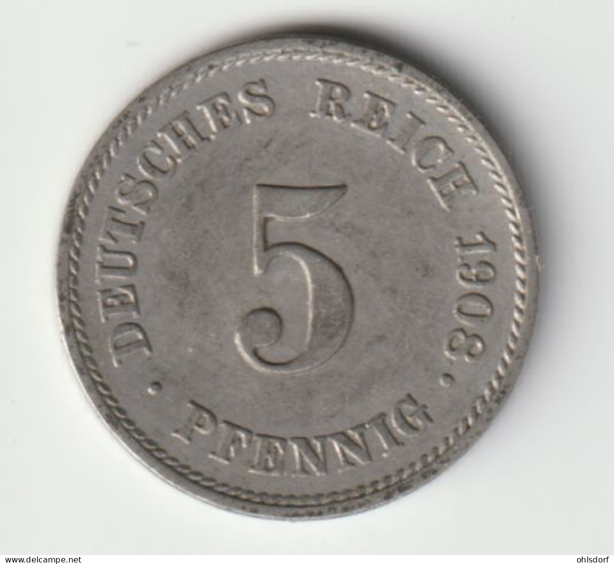 DEUTSCHES REICH 1908 E: 5 Pfennig, KM 11 - 5 Pfennig