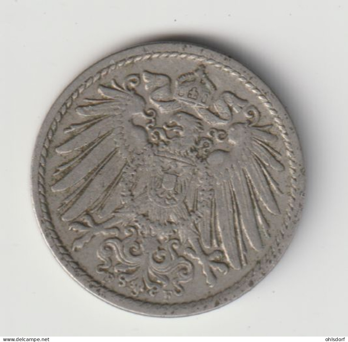 DEUTSCHES REICH 1908 F: 5 Pfennig, KM 11 - 5 Pfennig