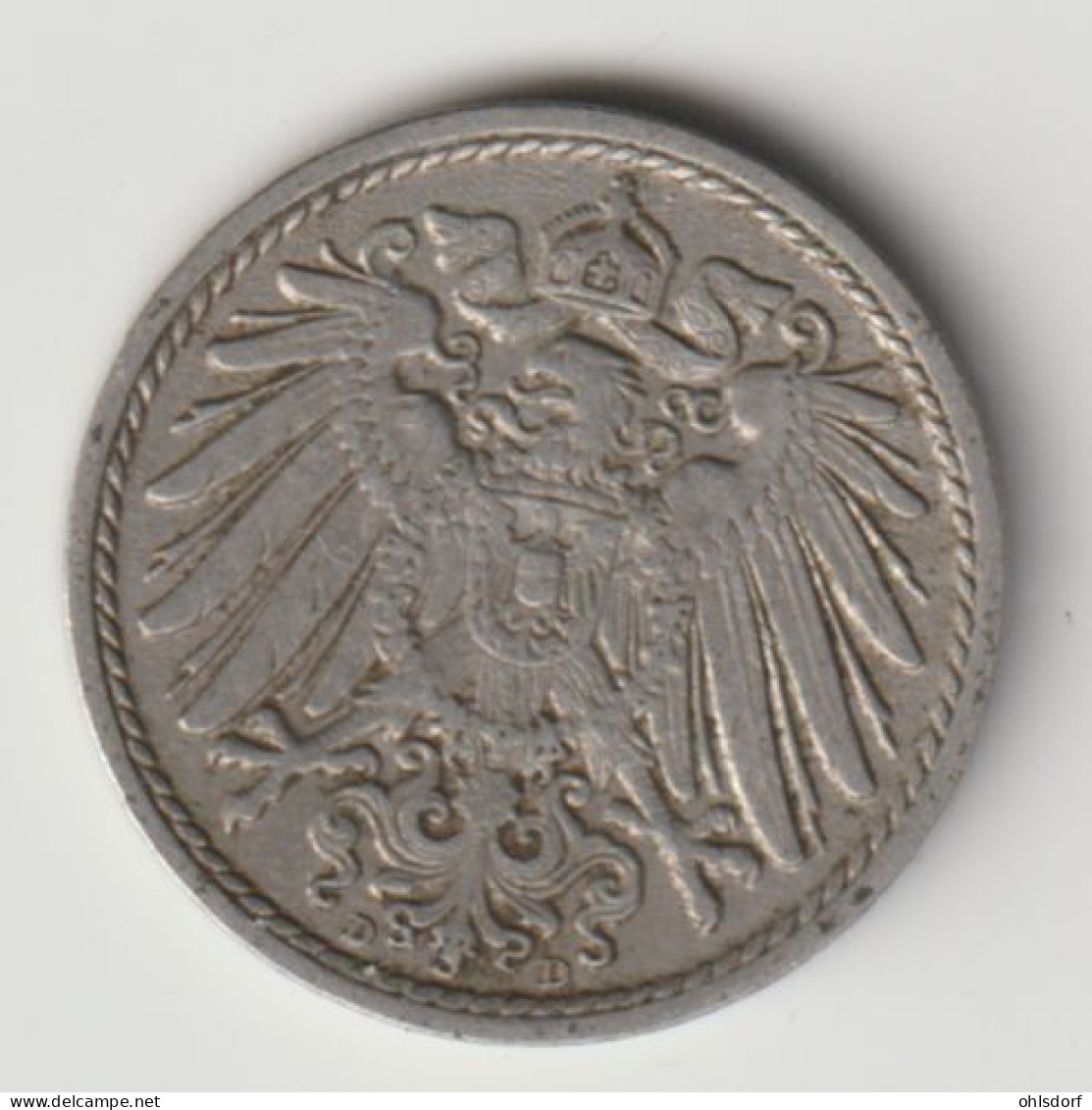 DEUTSCHES REICH 1909 D: 5 Pfennig, KM 11 - 5 Pfennig