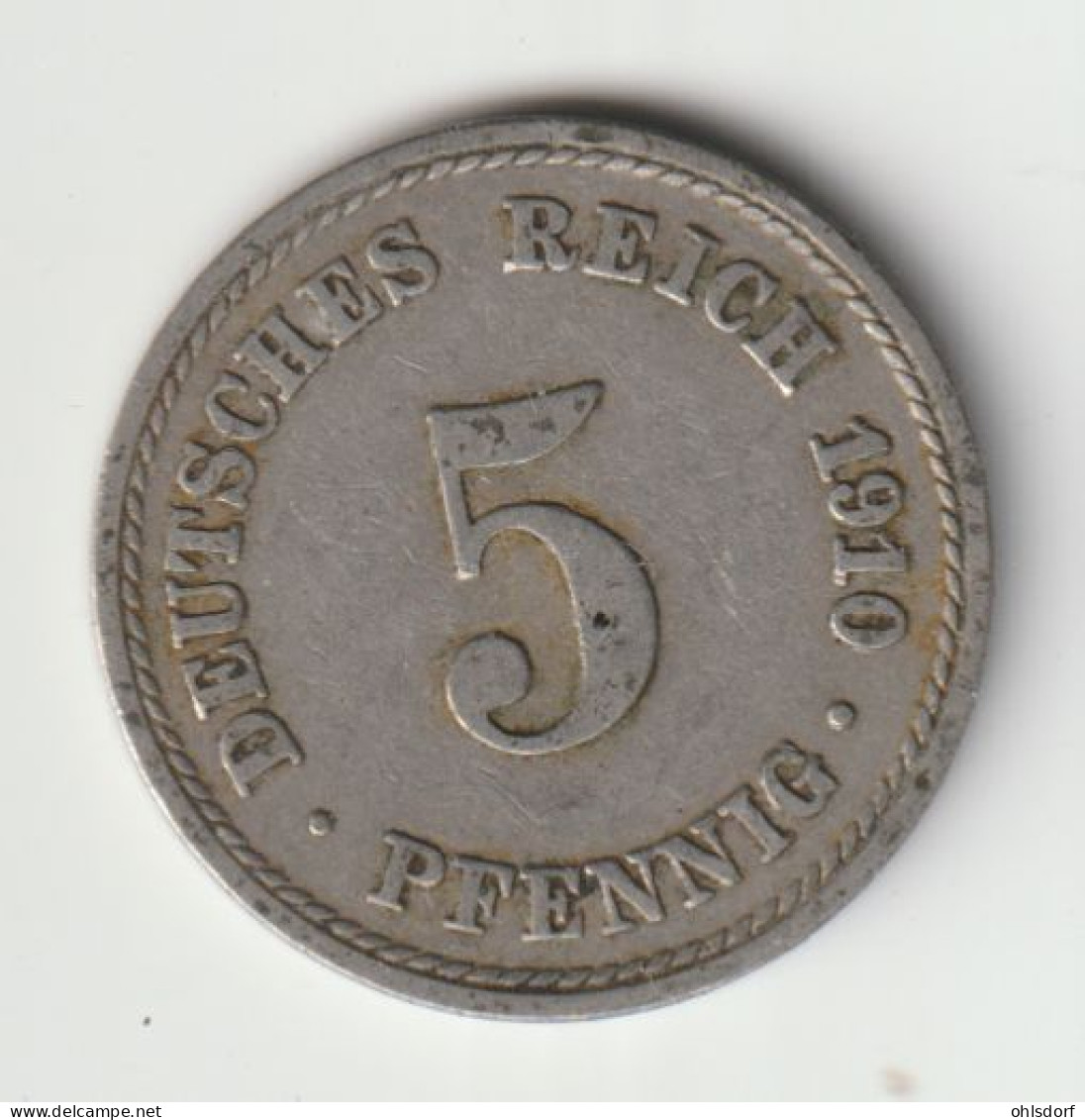 DEUTSCHES REICH 1910 A: 5 Pfennig, KM 11 - 5 Pfennig