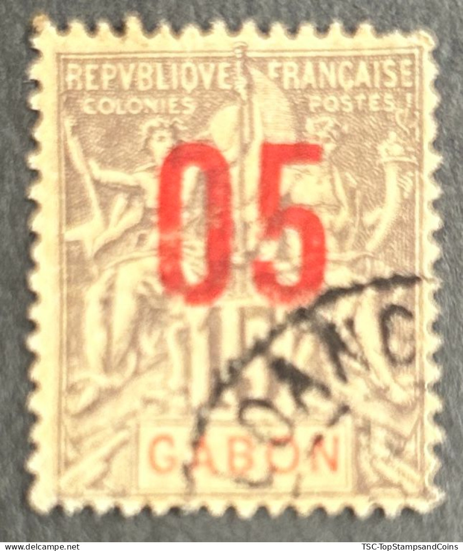 FRAGA0068U1 - Mythology - Surcharged 5 C Over 15 C Used Stamp - Gabon - 1912 - Gebruikt