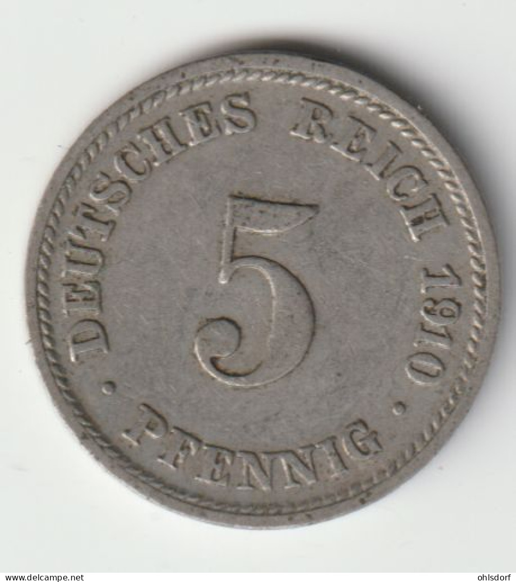 DEUTSCHES REICH 1910 D: 5 Pfennig, KM 11 - 5 Pfennig