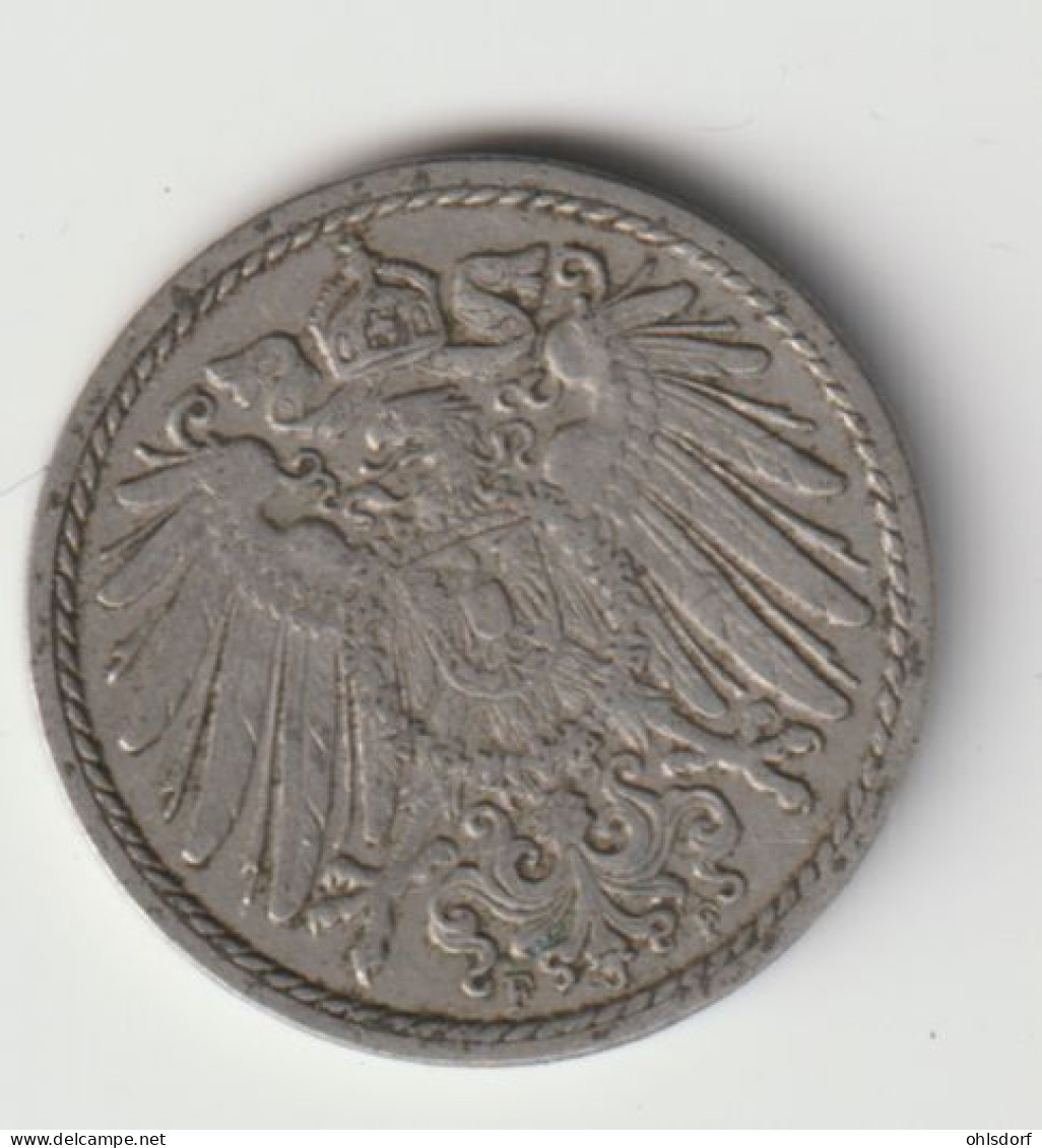 DEUTSCHES REICH 1910 F: 5 Pfennig, KM 11 - 5 Pfennig