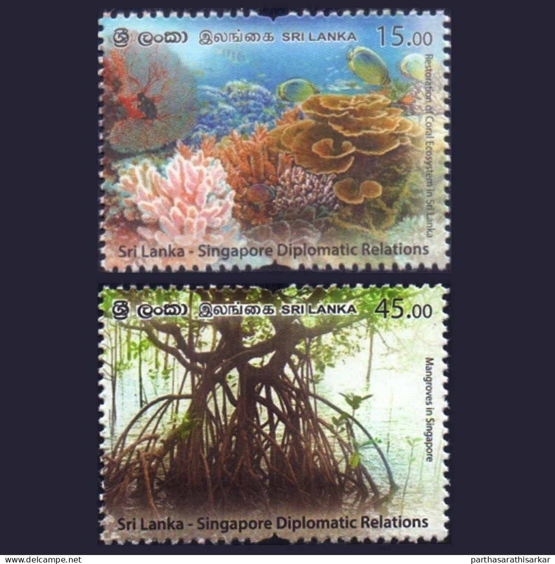 SRI LANKA 2021 JOINT ISSUE WITH SINGAPORE DIPLOMATIC RELATIONS MARINE LIFE COMPLETE SET MNH - Sri Lanka (Ceylan) (1948-...)