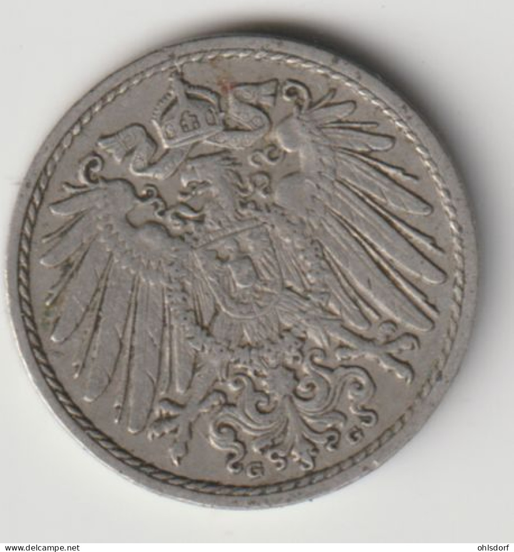 DEUTSCHES REICH 1911 G: 5 Pfennig, KM 11 - 5 Pfennig