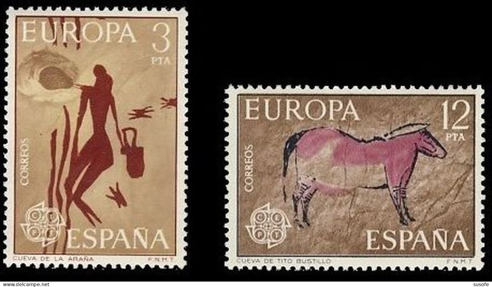 España 1975 Edifil 2259/60 Sellos ** Europa CEPT Ribadesella (Asturias) Arte Rupestre De La Cuenca Mediterránea Ibérica. - Ungebraucht