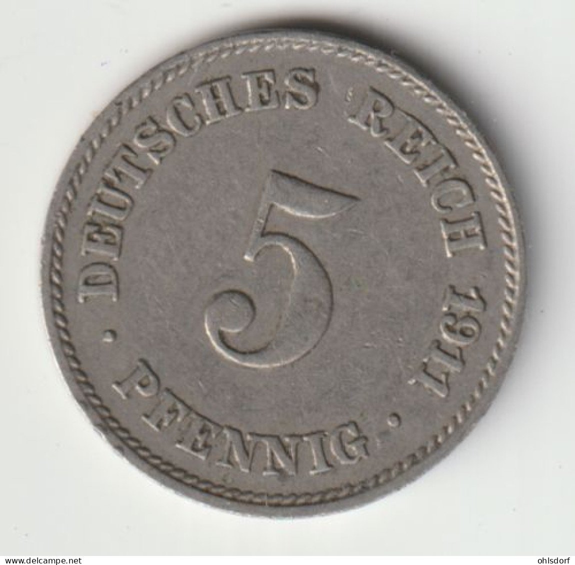 DEUTSCHES REICH 1911 J: 5 Pfennig, KM 11 - 5 Pfennig