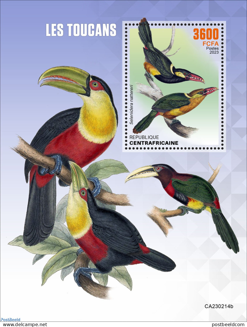 Central Africa 2023 Toucans, Mint NH, Nature - Birds - Toucans - Centrafricaine (République)