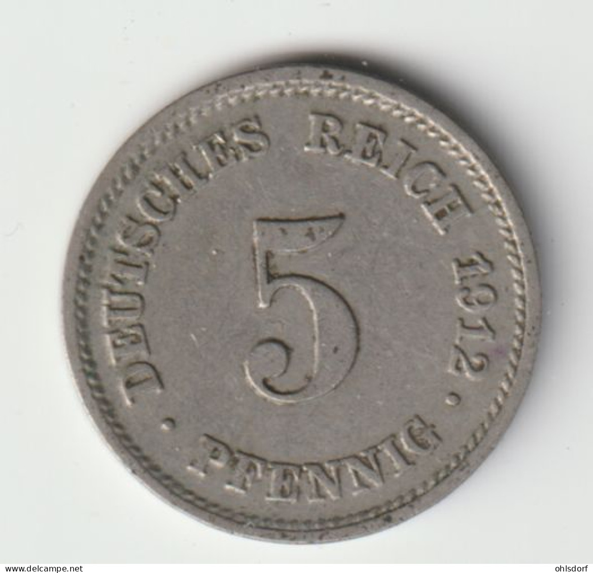 DEUTSCHES REICH 1912 E: 5 Pfennig, KM 11 - 5 Pfennig