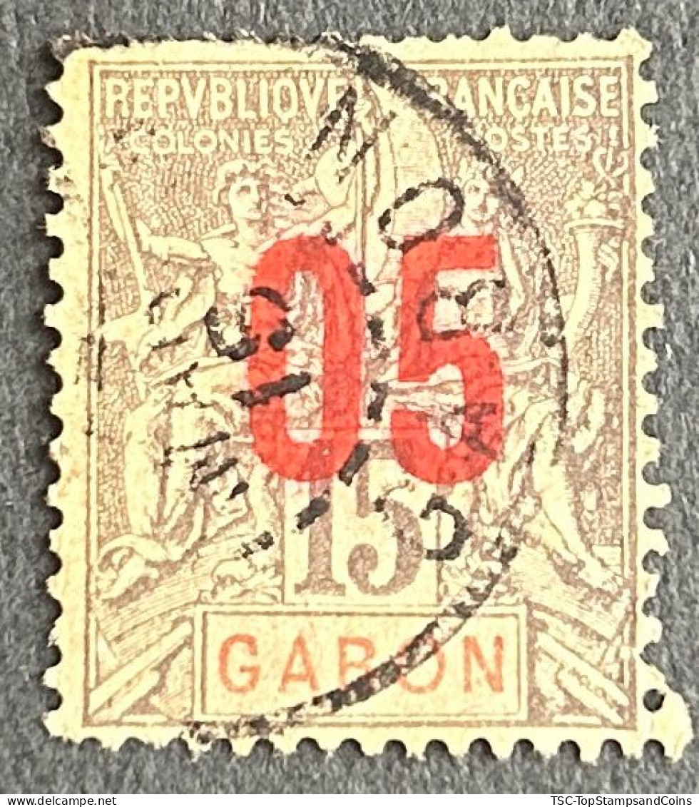 FRAGA0068U2 - Mythology - Surcharged 5 C Over 15 C Used Stamp - Gabon - 1912 - Gebruikt