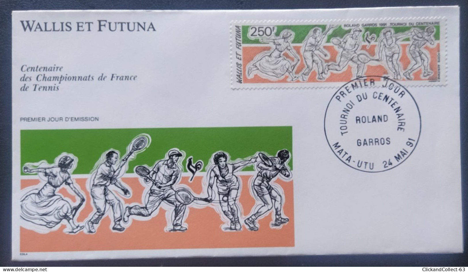 Enveloppe Premier Jour Wallis & Futuna 1991 Timbre Poste Aérienne Championnat Tennis Roland Garros N° 171 - FDC