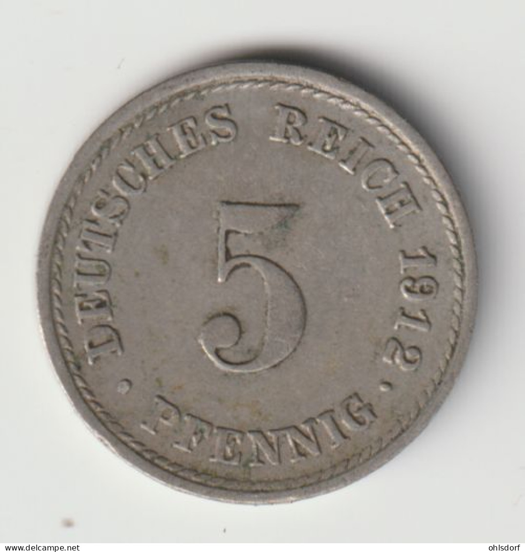 DEUTSCHES REICH 1912 F: 5 Pfennig, KM 11 - 5 Pfennig