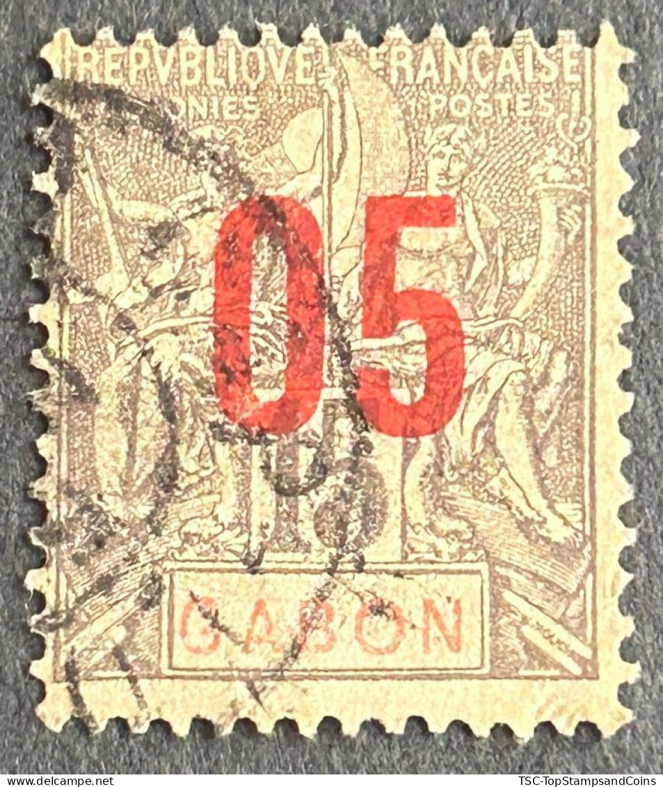 FRAGA0068U3 - Mythology - Surcharged 5 C Over 15 C Used Stamp - Gabon - 1912 - Oblitérés