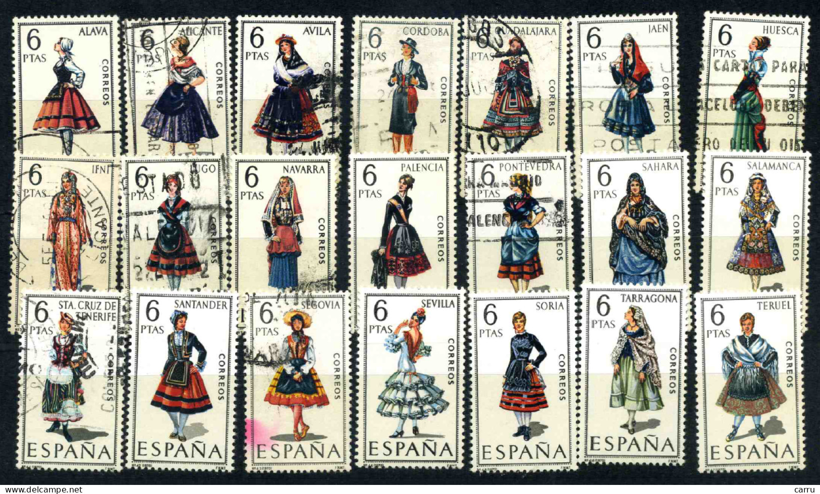 España - Lote De Sellos De Trajes Regionales De España (1967-1970) - Used Stamps