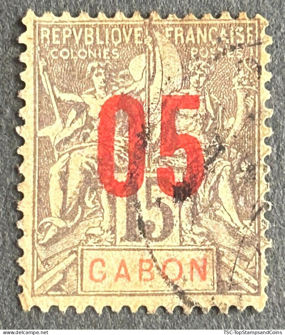 FRAGA0068U4 - Mythology - Surcharged 5 C Over 15 C Used Stamp - Gabon - 1912 - Usati