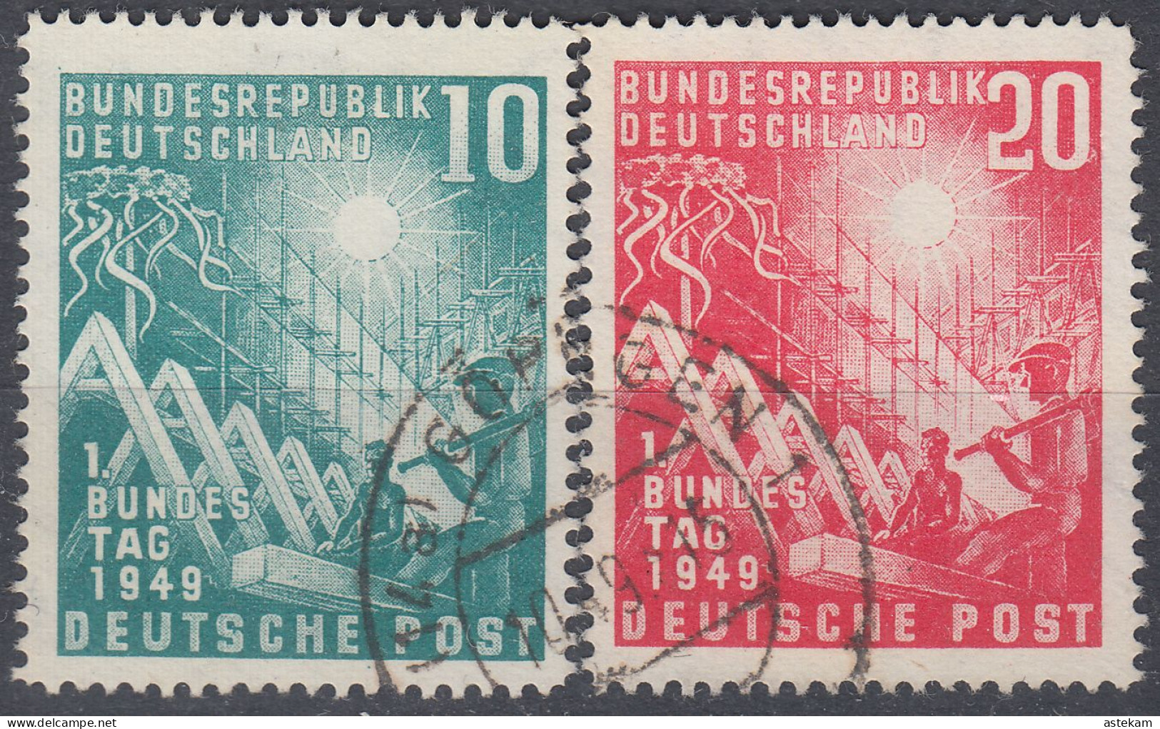 GERMANY 1949, The FIRST BUNDESTAG In BONN, COMPLETE, USED SERIES With GOOD QUALITY - Gebraucht