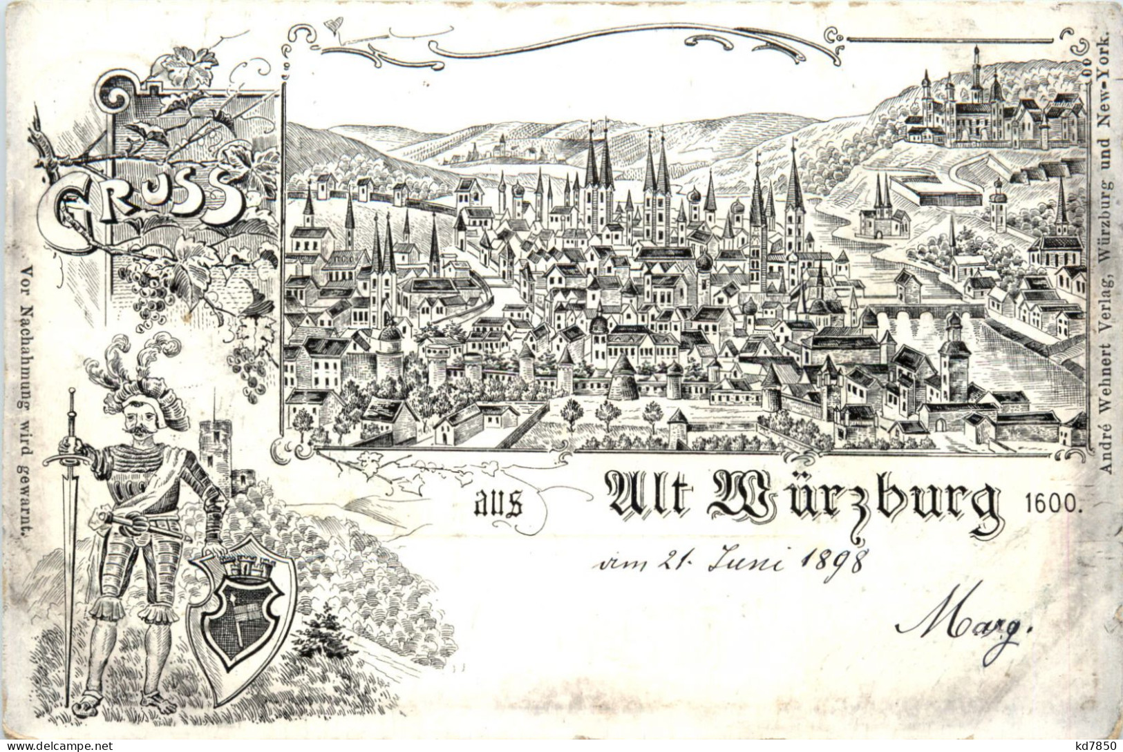 Gruss Aus Alt Würzburg 1600 - Litho - Lindau A. Bodensee